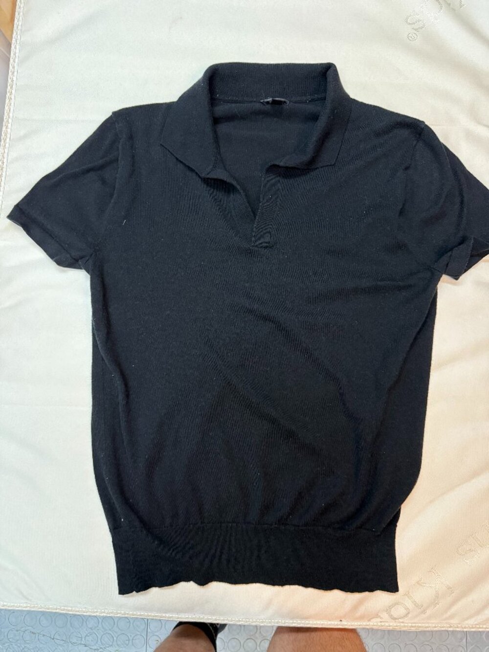 J.Crew Pima Cotton Johnny Collar Sweater Polo Black Short Sleeve Size S - Picture 2 of 4